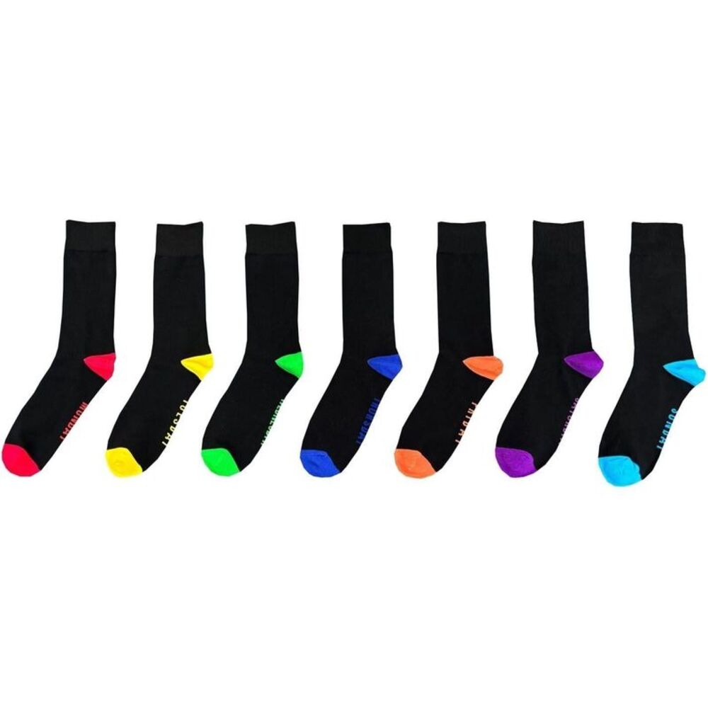 Firetrap Mens Contrast Detail Ankle Socks (Pack of 7) / Black/Multicolored